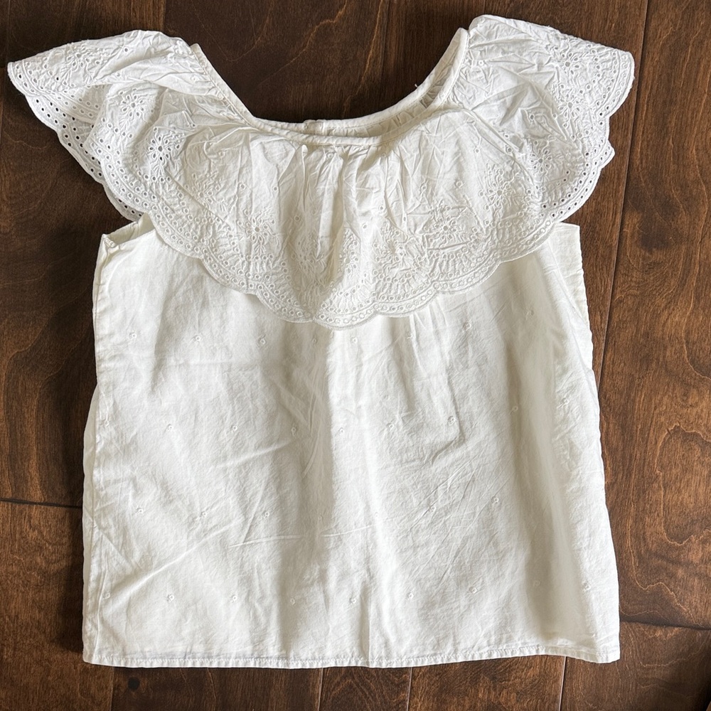 Gap Girls White Eyelet Ruffle Top